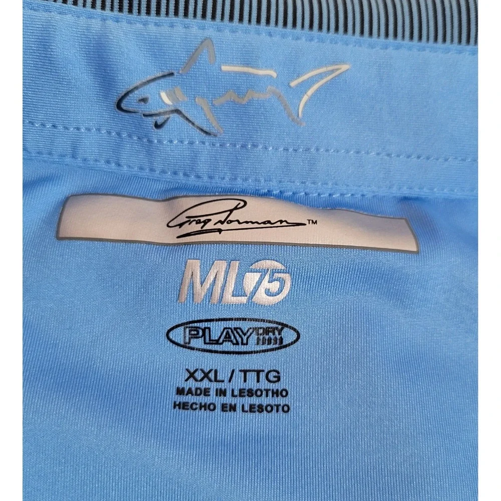 Greg‎ Norman Shirt Blue Size 2XL XXL Striped Short Sleeve Polo Golf Men's 1140 - Picture 3 of 5
